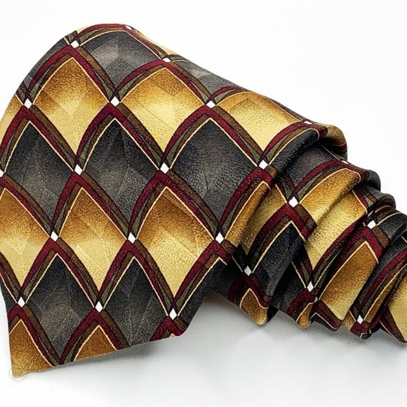 Ziggurat By Mulberry Neckwear Silk Tie Gold Black - Picture 6 of 6